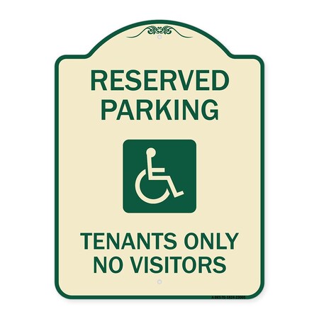 Signmission Reserved Parking Tenants No Visitors W/ Graphic Heavy-Gauge Aluminum Sign, 24" x 18", TG-1824-23005 A-DES-TG-1824-23005